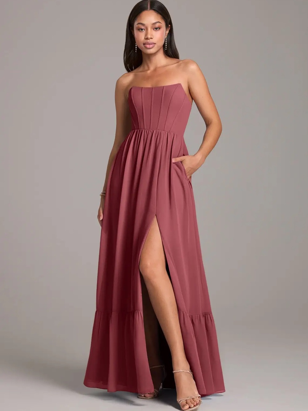 Azazie Kailee bridesmaid dress in Merlot